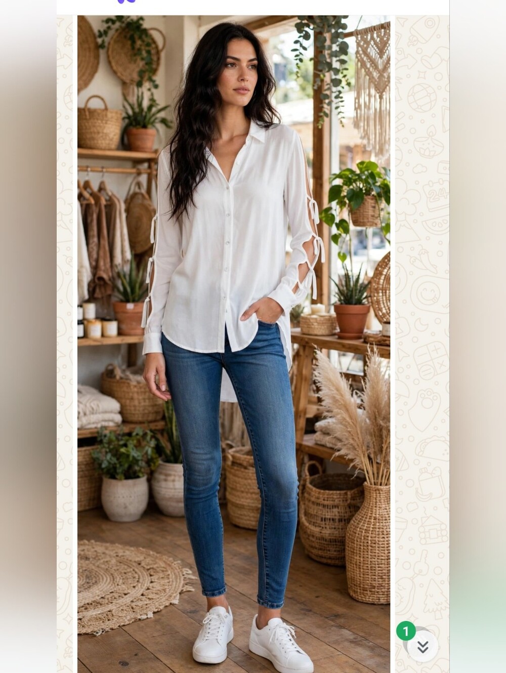 Button down shirt, open sleeves details